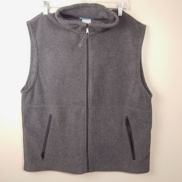 Columbia Fleece Vest Mens M Gray Sleeveless Full Zip Front Pockets Sportswear - Picture 2 of 11